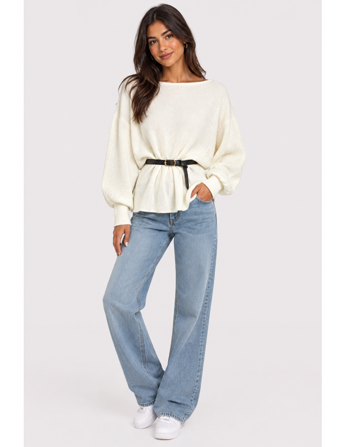 Pull Ceinturé Blanc Femme | Zerda