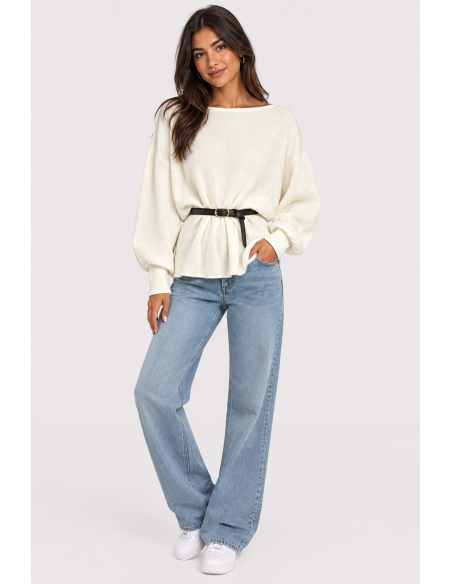 Pull Ceinturé Blanc Femme | Zerda