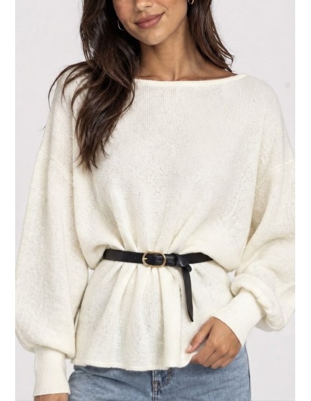 Pull Ceinturé Blanc Femme | Zerda