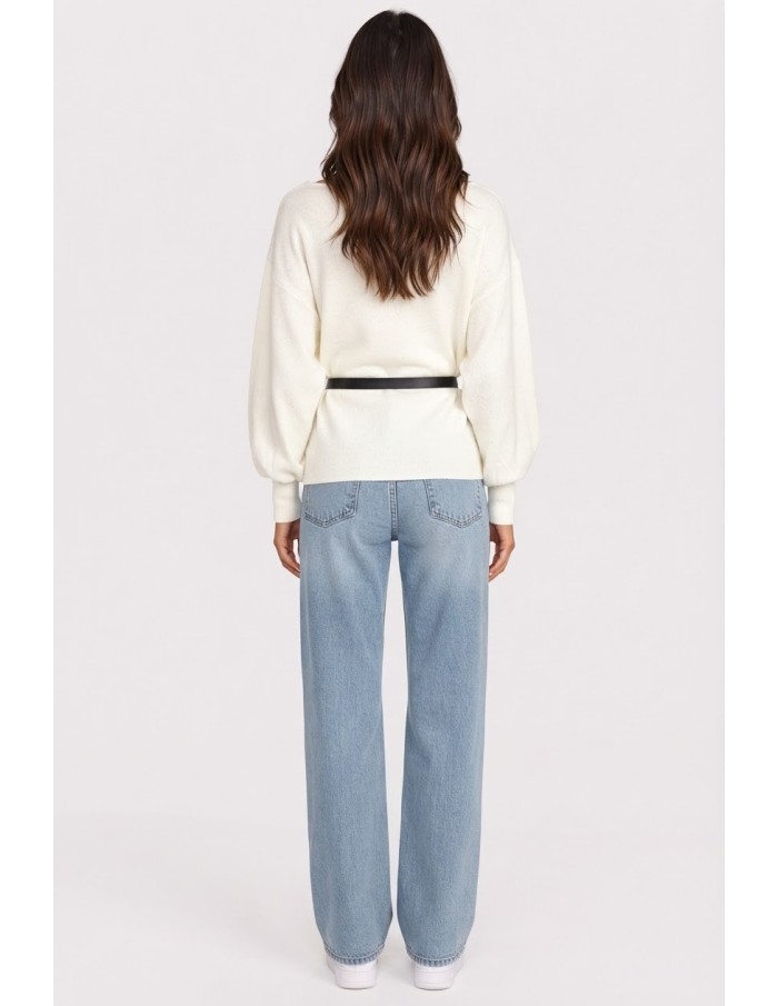 Pull Ceinturé Blanc Femme | Zerda
