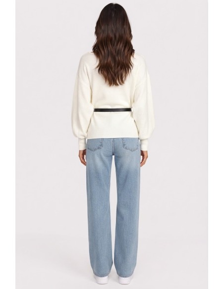 Pull Ceinturé Blanc Femme | Zerda
