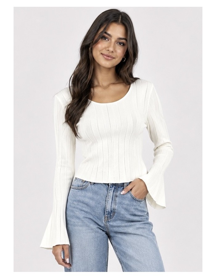 T-Shirt Manches Évasées Blanc Femme | Zerda