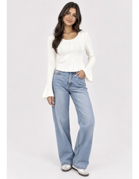 T-Shirt Manches Évasées Blanc Femme | Zerda