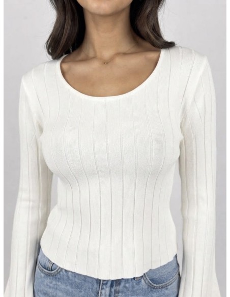 T-Shirt Manches Évasées Blanc Femme | Zerda