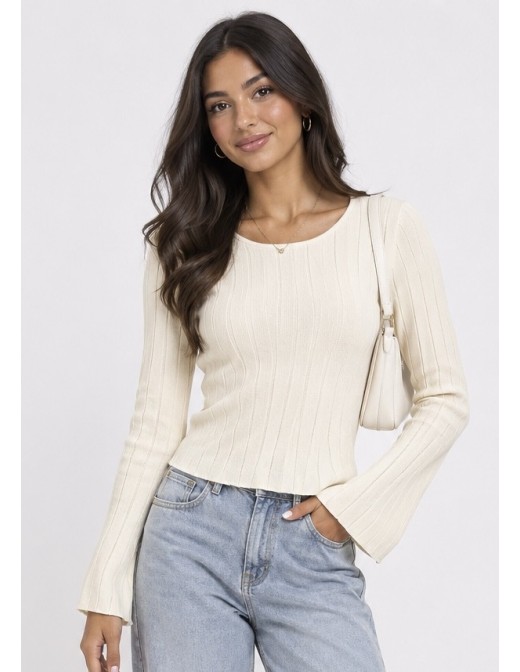 T-Shirt Manches Évasées Beige Femme | Zerda