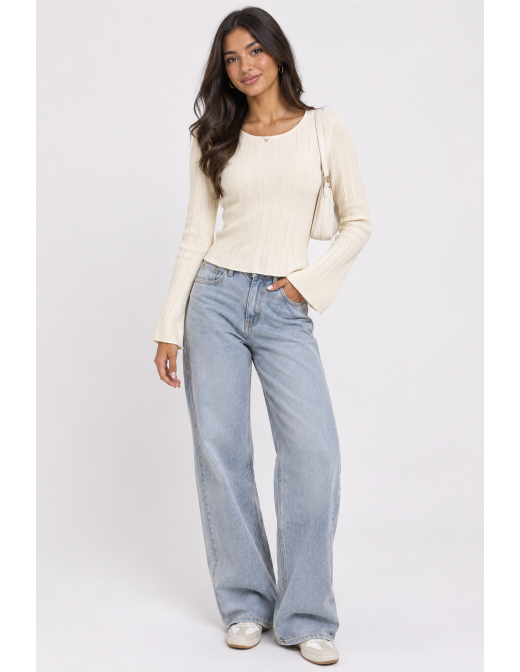 T-Shirt Manches Évasées Beige Femme | Zerda 2