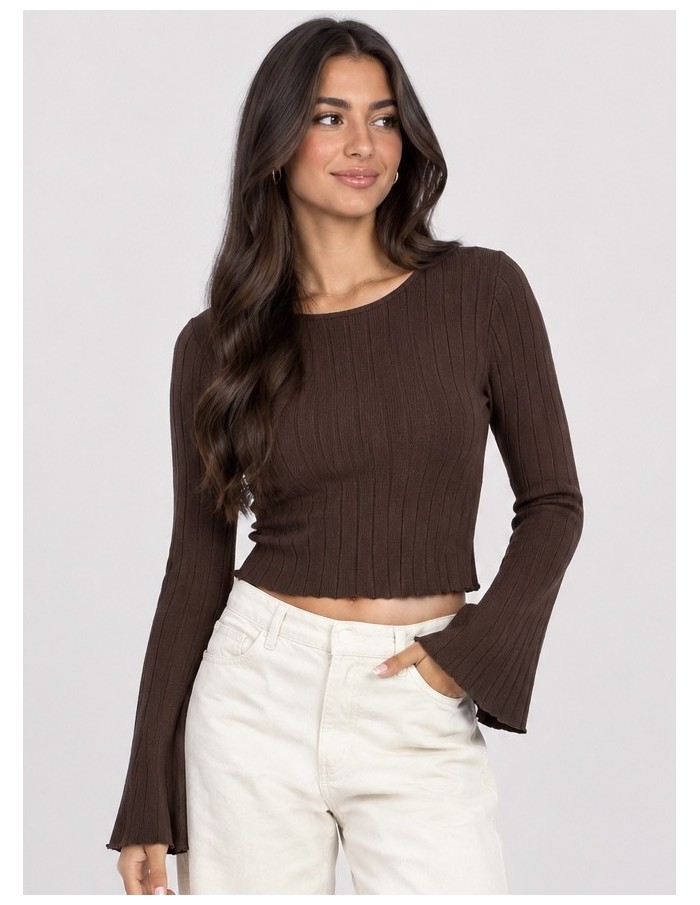 T-Shirt Manches Évasées Marron Femme | Zerda