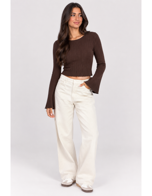 T-Shirt Manches Évasées Marron Femme | Zerda 2