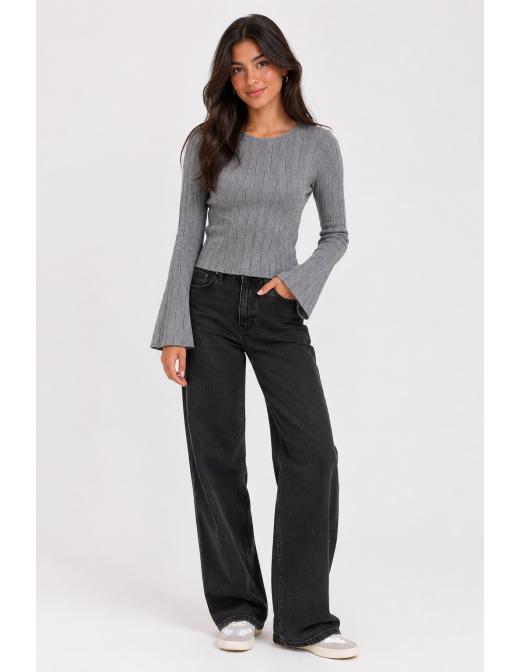 T-Shirt Manches Évasées Gris Femme | Zerda 2