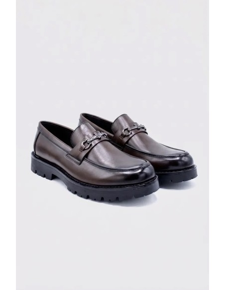 MOCASSIN MARRON MORS SEMELLE CRANTÉE - HOMME