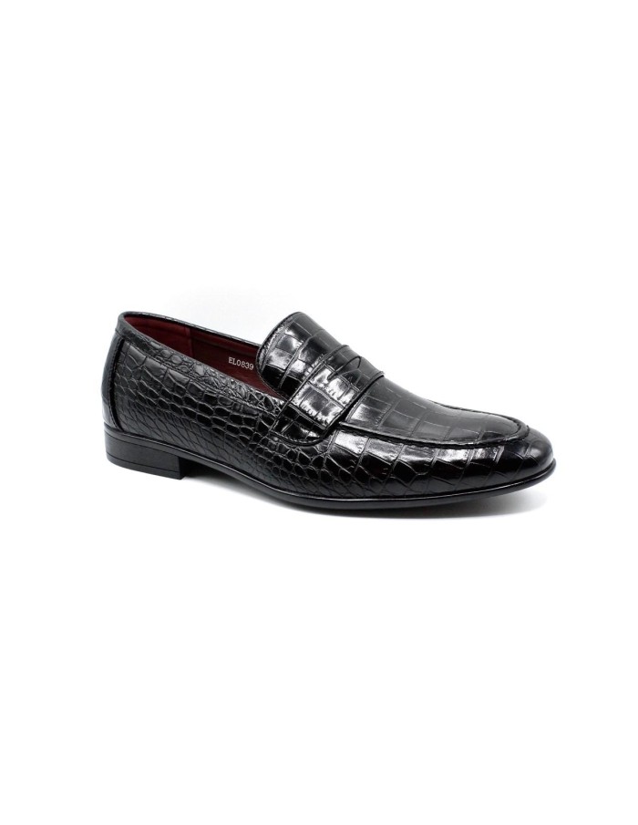 Mocassin Croco Noir Homme Similicuir | Zerda