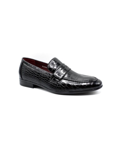Mocassin Croco Noir Homme Similicuir | Zerda