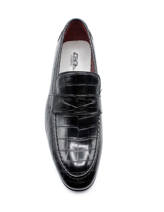 Mocassin Croco Noir Homme Similicuir | Zerda
