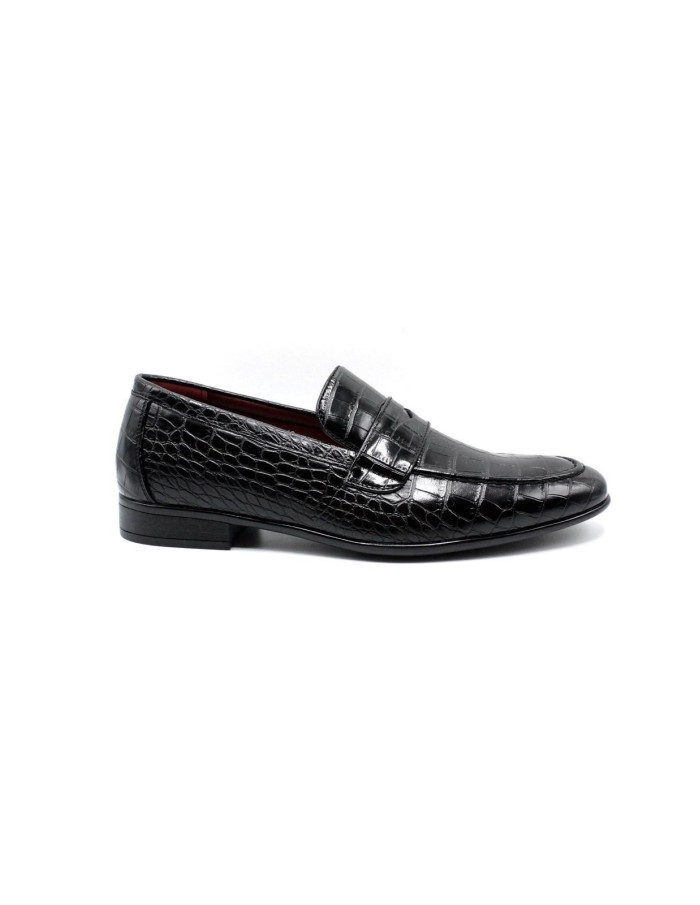 Mocassin Croco Noir Homme Similicuir | Zerda