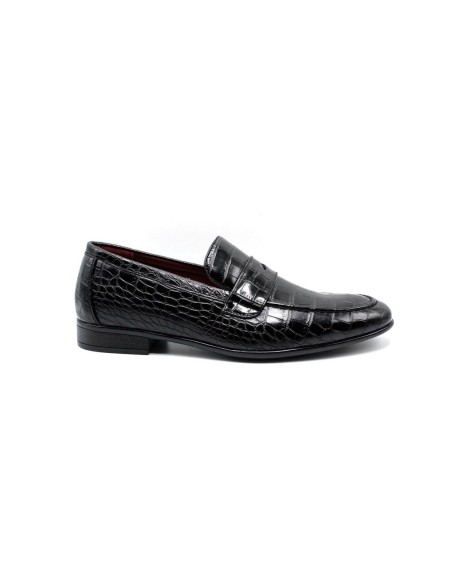 Mocassin Croco Noir Homme Similicuir | Zerda