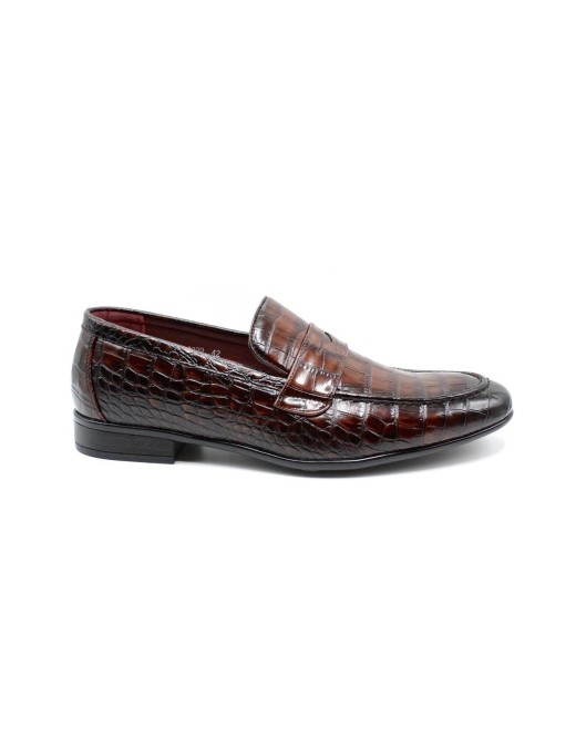 Mocassin Croco Marron Homme Similicuir | Zerda 2