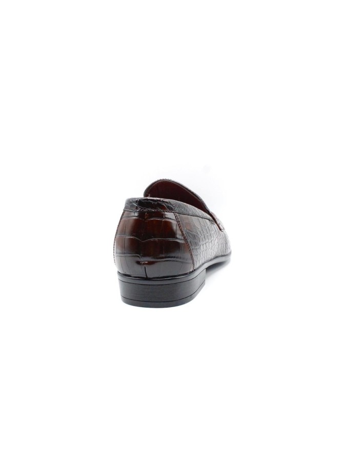 Mocassin Croco Marron Homme Similicuir | Zerda