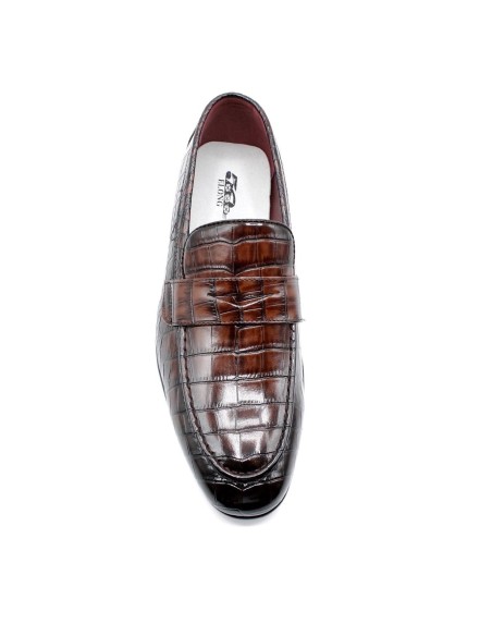 Mocassin Croco Marron Homme Similicuir | Zerda
