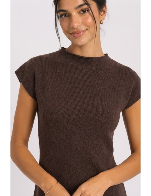 Robe Courte Maille Chocolat Femme | Zerda 2