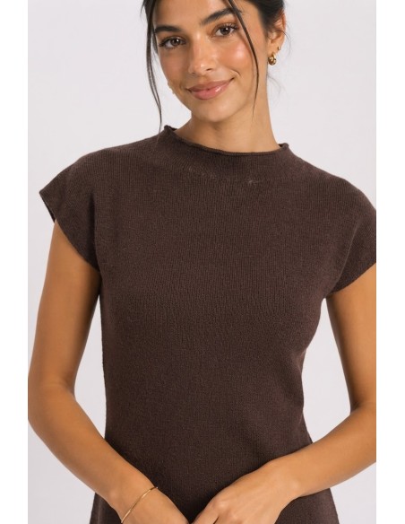 Robe Courte Maille Chocolat Femme | Zerda