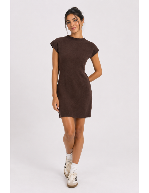 Robe Courte Maille Chocolat Femme | Zerda