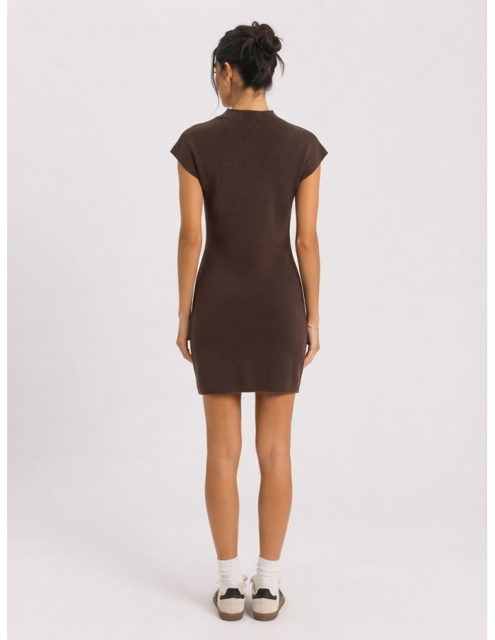 Robe Courte Maille Chocolat Femme | Zerda