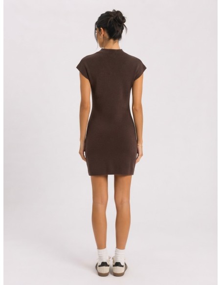 Robe Courte Maille Chocolat Femme | Zerda