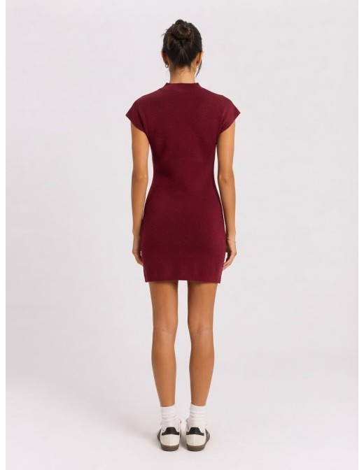 Robe Courte Maille Bordeaux Femme | Zerda 2