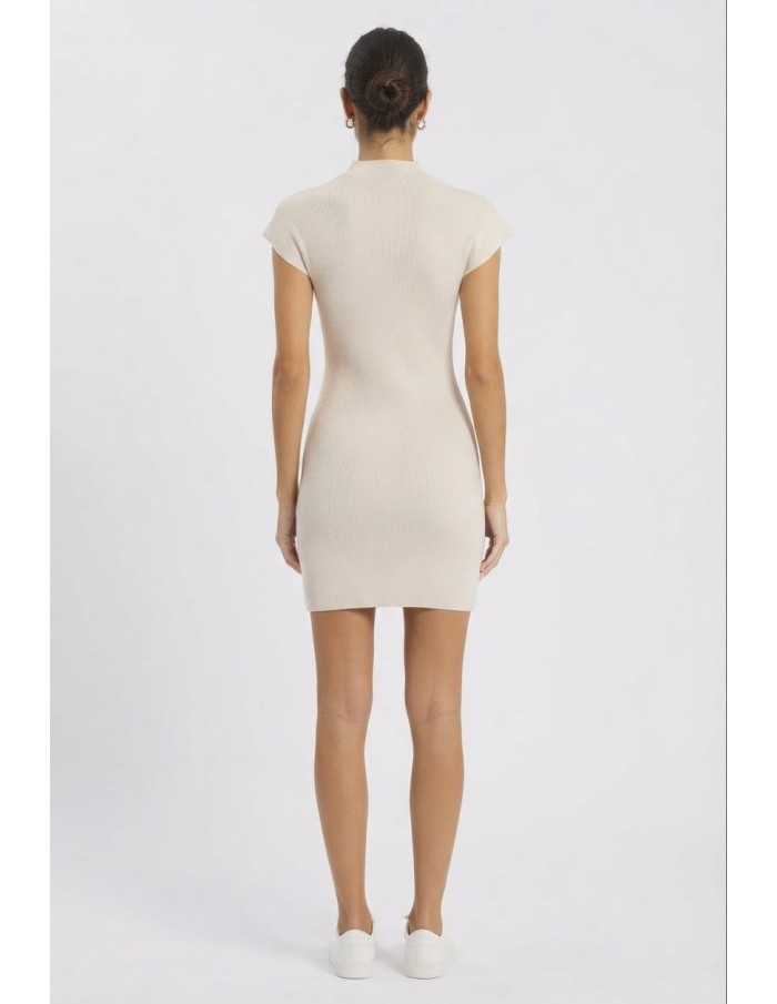 Robe Courte Maille Beige Femme | Zerda