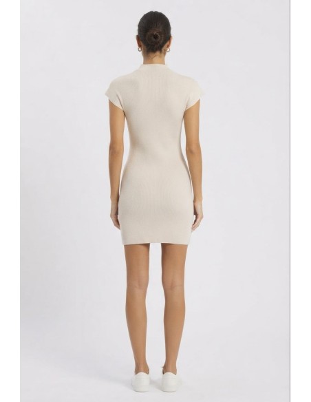 Robe Courte Maille Beige Femme | Zerda