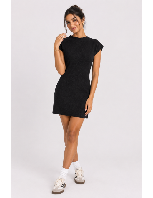 Robe Courte Maille Noire Femme | Zerda