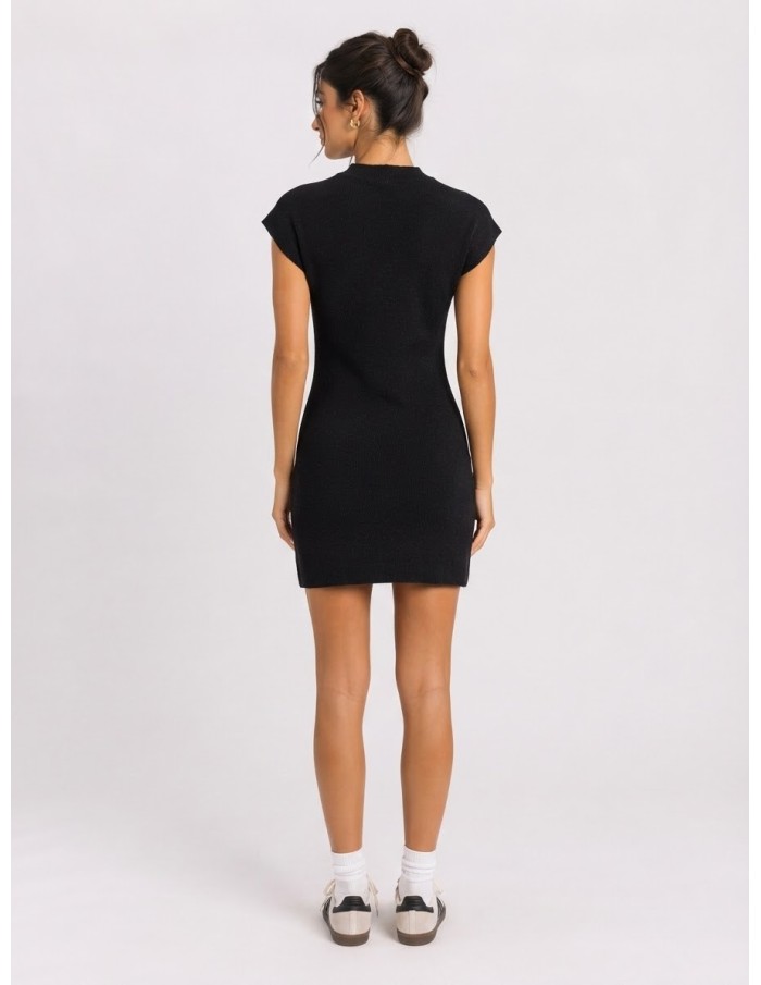 Robe Courte Maille Noire Femme | Zerda