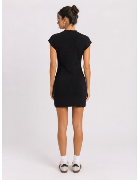 Robe Courte Maille Noire Femme | Zerda