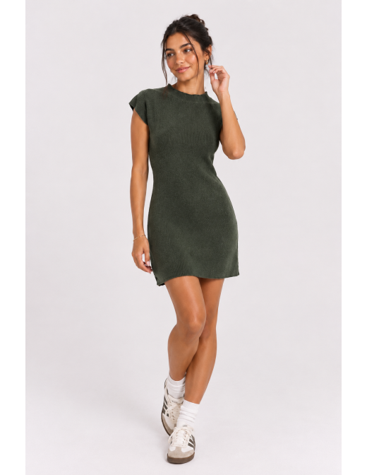 Robe Courte Maille Kaki Femme | Zerda