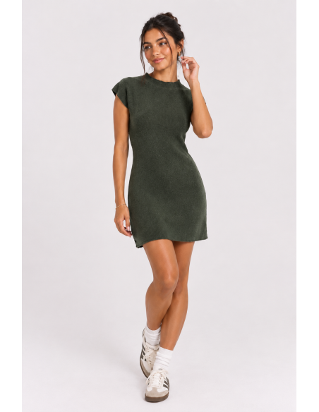 Robe Courte Maille Kaki Femme | Zerda