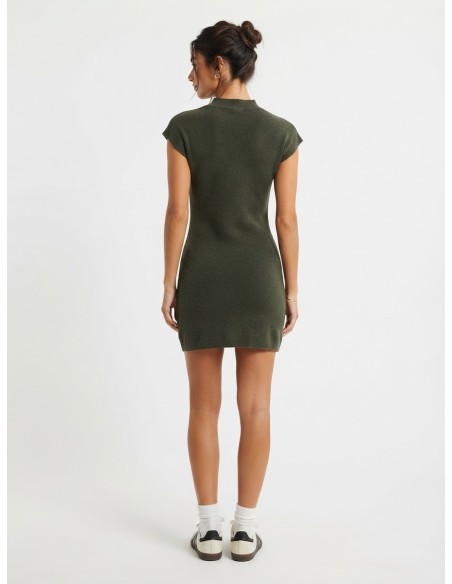 Robe Courte Maille Kaki Femme | Zerda