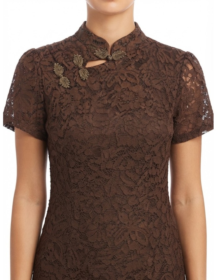 Robe Dentelle Chocolat Femme | Zerda
