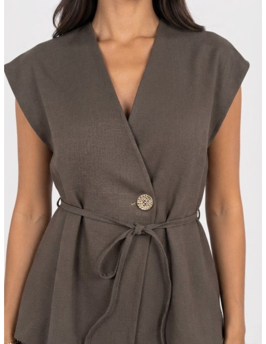 Ensemble Gilet Pantalon Taupe Femme | Zerda 2