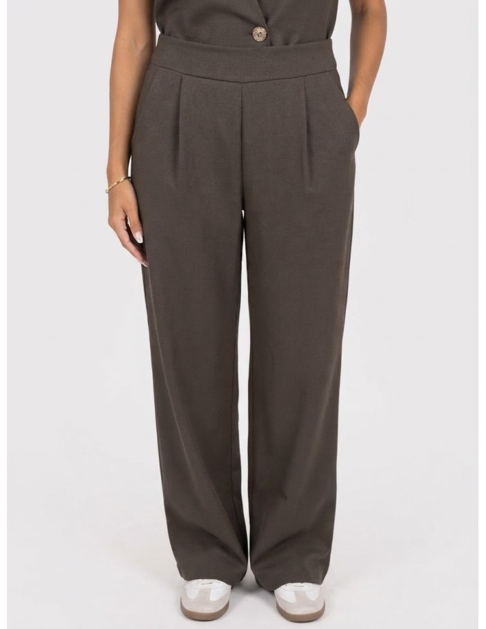 Ensemble Gilet Pantalon Taupe Femme | Zerda