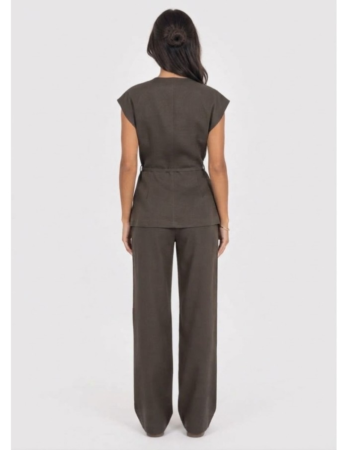 Ensemble Gilet Pantalon Taupe Femme | Zerda