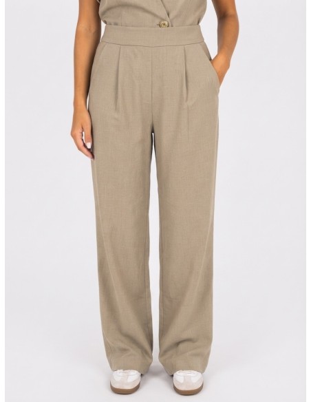 Ensemble Gilet Pantalon Beige Femme | Zerda