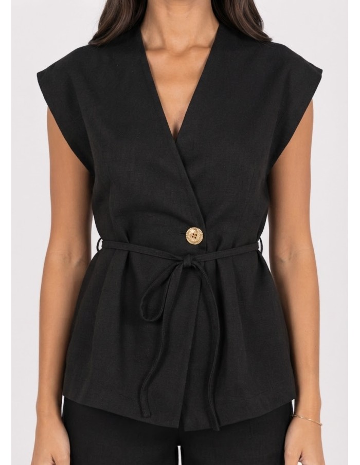 Ensemble Gilet Pantalon Noir Femme | Zerda