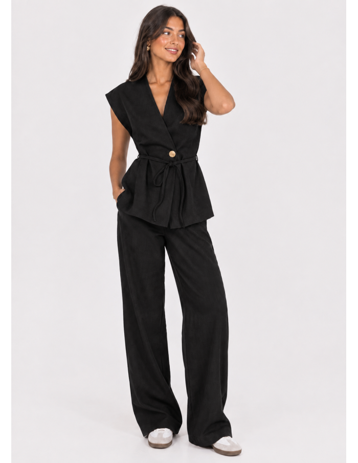 Ensemble Gilet Pantalon Noir Femme | Zerda