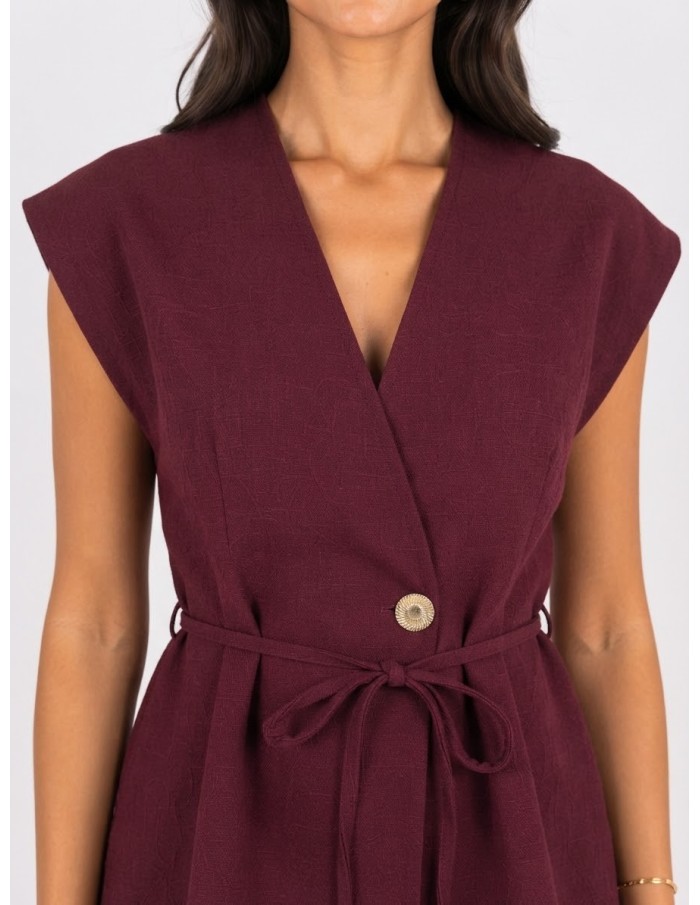 Ensemble Gilet Pantalon Bordeaux Femme | Zerda