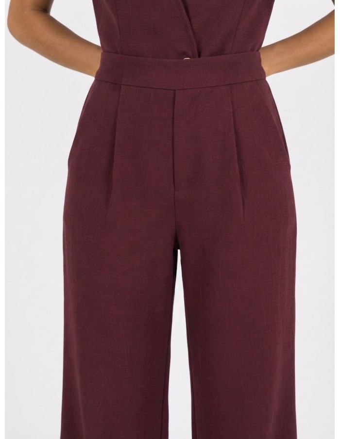 Ensemble Gilet Pantalon Bordeaux Femme | Zerda