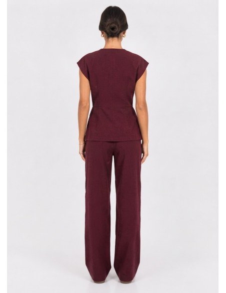 Ensemble Gilet Pantalon Bordeaux Femme | Zerda