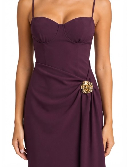 Robe Longue Drapée Prune Femme | Zerda