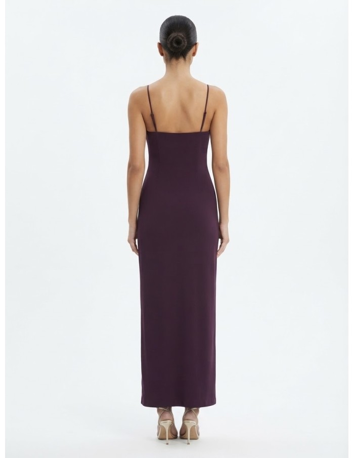 Robe Longue Drapée Prune Femme | Zerda