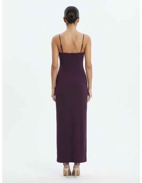 Robe Longue Drapée Prune Femme | Zerda