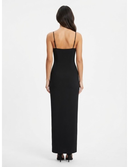 Robe Longue Drapée Noire Femme | Zerda